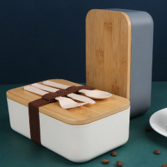 Boîte à bento en bambou d'école d'enfants de paille de blé en gros écologique faite sur commande d'Amazone