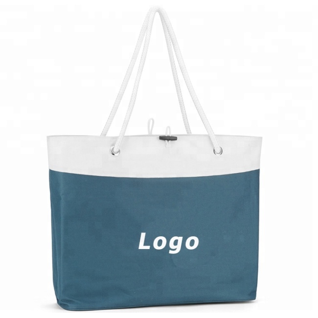 Custom Logo Polyester Women Handbags Large Capacity Reusable Shopping Tote Bags