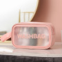 Waterproof Custom Luxury Pink Pu PVC Clear MakeUp Beauty Cosmetic Bag Wth Printed Logo
