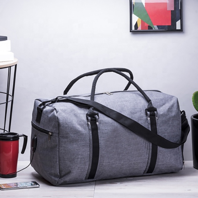 Pinghu Sinotex custom waterproof gym travel sport duffel bag with shoes compartment USB charge