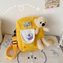 Custom LogoLady Cute Yellow Crossbody Bag Canvas Shoulder Messenger Bag With Bear