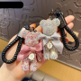 New Luxury Rhinestone Bear Keychain Woman Car Bag Pendant Key Chains Couple Gift Wholesale