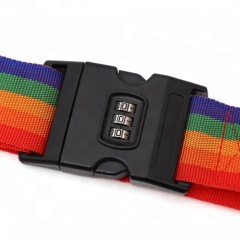Wholesale Rainbow color nylon travel luggage suitcase Luggage Band Belt  ABS password lock Suitcase packing strap