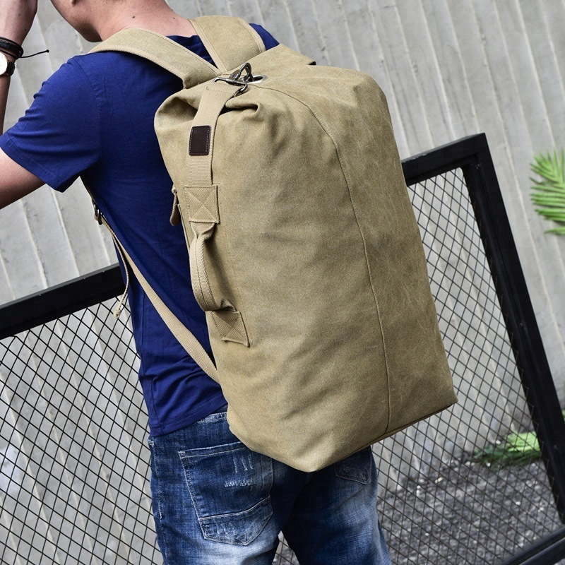 Large Capacity Durable Camping Travel Waterproof Canvas Sports Bag Rucksack Gym Hiking Backpack