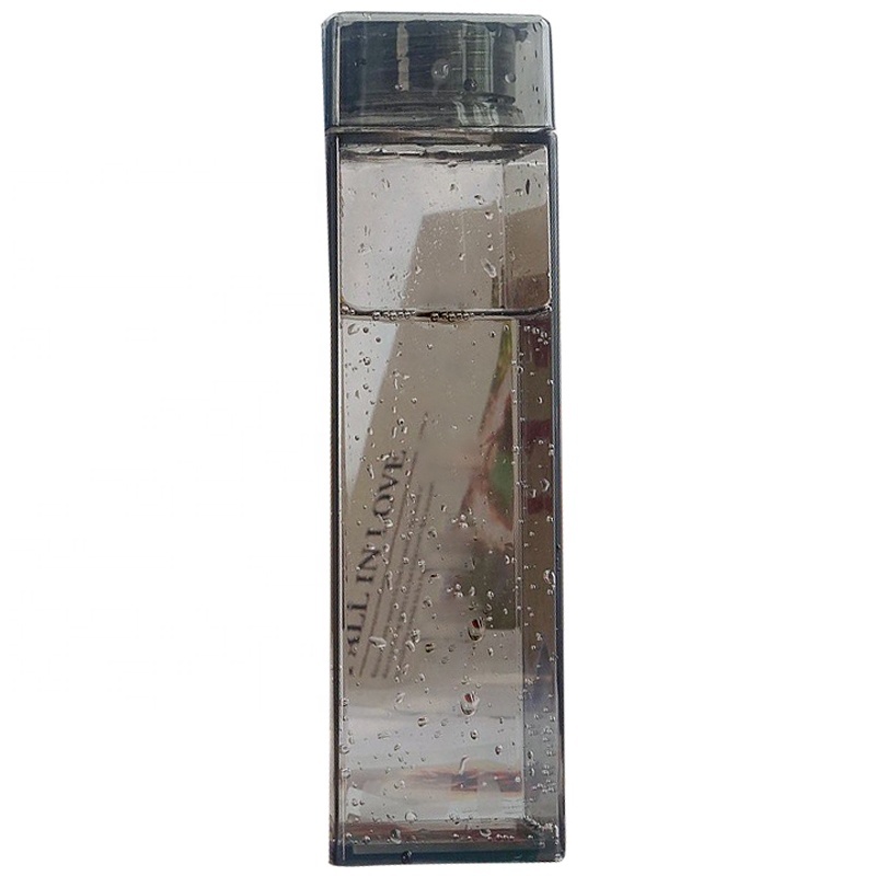 custom logo transparent 500ml square Wood Lid Plastic water bottle with bamboo lid