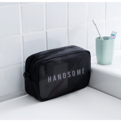 Wholesale Custom Logo Small Clear Portable Mesh Makeup Nylon Cosmetic Bag