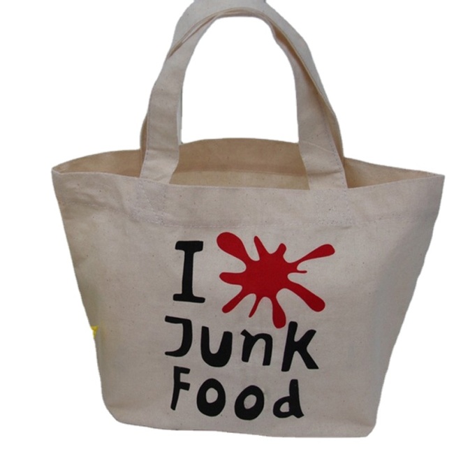 Custom Logo Blank Plain Cotton Canvas Tote Bags Reusable Grocery Shopping Cotton Bags