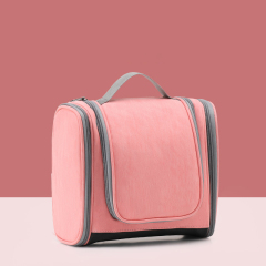 Custom Logo High Quality Leather Makeup Hanging Toiletry Plain Cosmetic Bag For Men