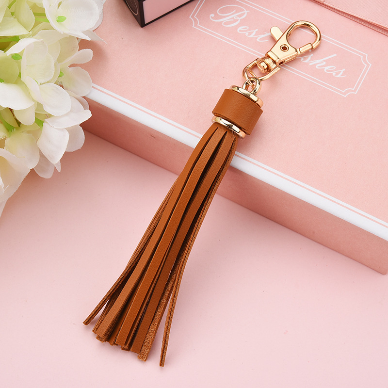Fashion 15cm Popular Pu Leather Tassel Keychain Bag Pendant Luxury Keychain Accessories