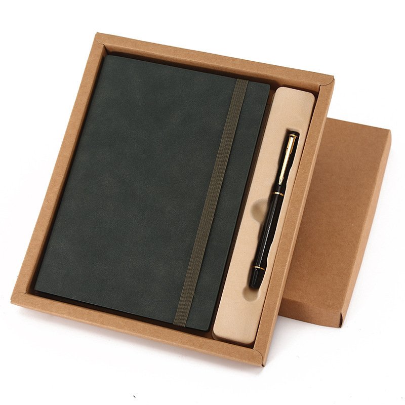 Custom Logo Hardcover Luxury Vintage Leather A5 Notebook Pen Gift Sets