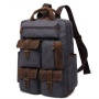 New style retro style leather canvas bag school wind canvas laptop backpack High Quality Multi-Pocket bag Low MOQ rucksack