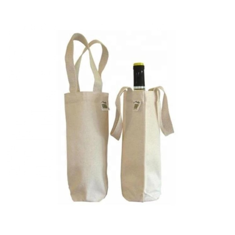 Mini foldable Wine women Cotton canvas tote bags wine bag with custom printed logo
