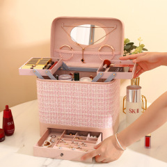 Custom Multi-Layer Portable Women Toiletry Bag Travel Makeup Cosmetic Case With Zipper