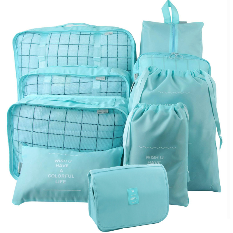 9 in 1 Travel Bag Set Lightweight Travel Luggage Organizer 9 Pcs Packing Cubes Set