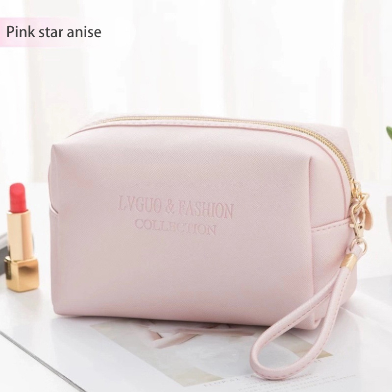 New Design Portable Saffiano Waterproof Travel Pu Leather Pouch MakeUp Cosmetic Bag