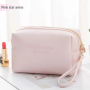 New Design Portable Saffiano Waterproof Travel Pu Leather Pouch MakeUp Cosmetic Bag