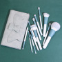 custom private label logo professional 12 travel makeup brushes set with holder bag