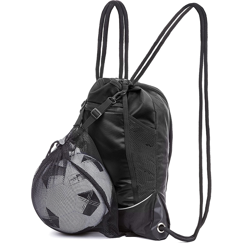 Multipurpose Reusable Sport Gym String Bag Soccer Mesh Drawstring Backpack With Zipper