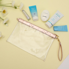 Custom Logo Portable Clear Zipper Travel Transparent Pvc Makeup Bag Toiletry Cosmetic Bag