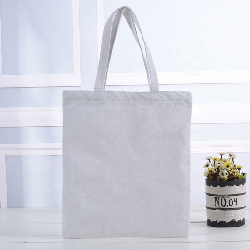 Sac fourre-tout pliable en toile de coton uni, réutilisable et imprimé sur mesure pour les courses