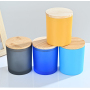 Customized Logo Multicolor Frosted Glass Scented Candles Cups jar With Lid