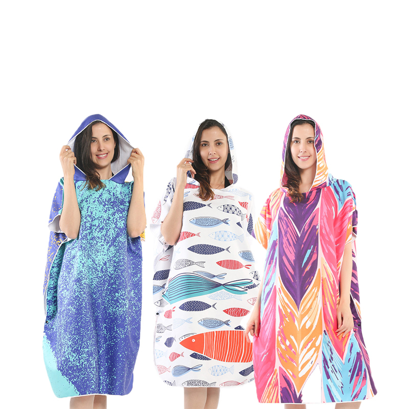 microfiber suede adult summer poncho beach towels with logo custom print