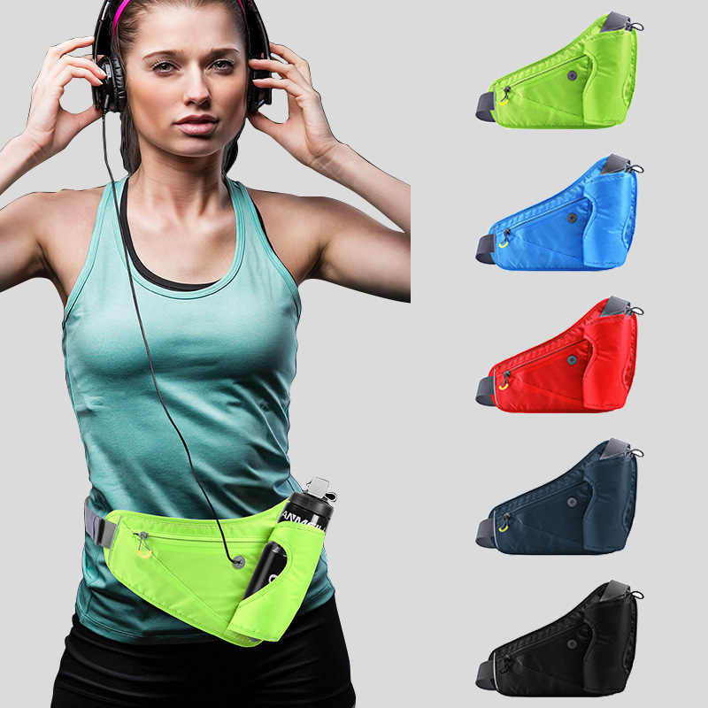 Designer Outdoor Fashion Hiking Camping Black Waist Bag Gym Fanny Pack With Bottle Pocket