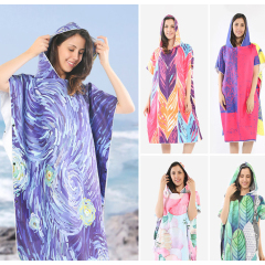 microfiber suede adult summer poncho beach towels with logo custom print