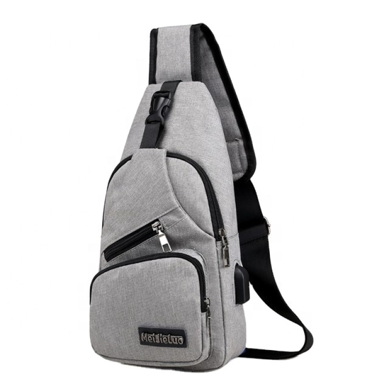Custom Logo Designer Waterproof Small Travel Sports Usb CrossBody Chest Sling Bag For Men