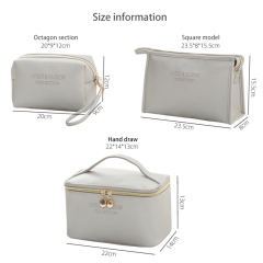 New Design Portable Saffiano Waterproof Travel Pu Leather Pouch MakeUp Cosmetic Bag