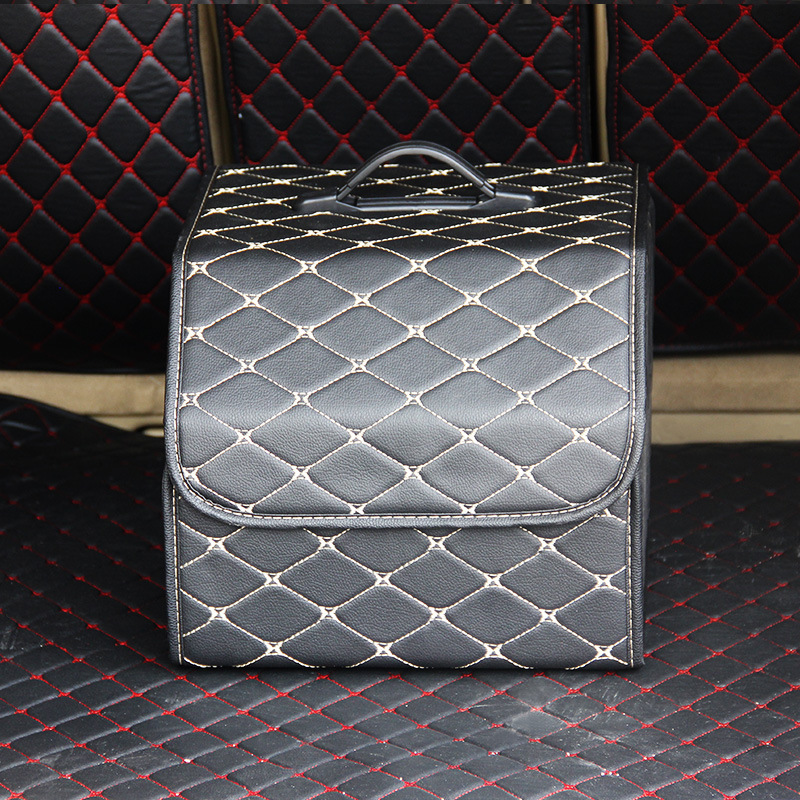 Waterproof luxury PU Leather Car Trunk Organizer Washable Universal Folding Storage Box Organizer