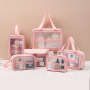 Hot Customizable Waterproof Travel Pink Makeup Clear Pvc Cosmetic Bag With Handle