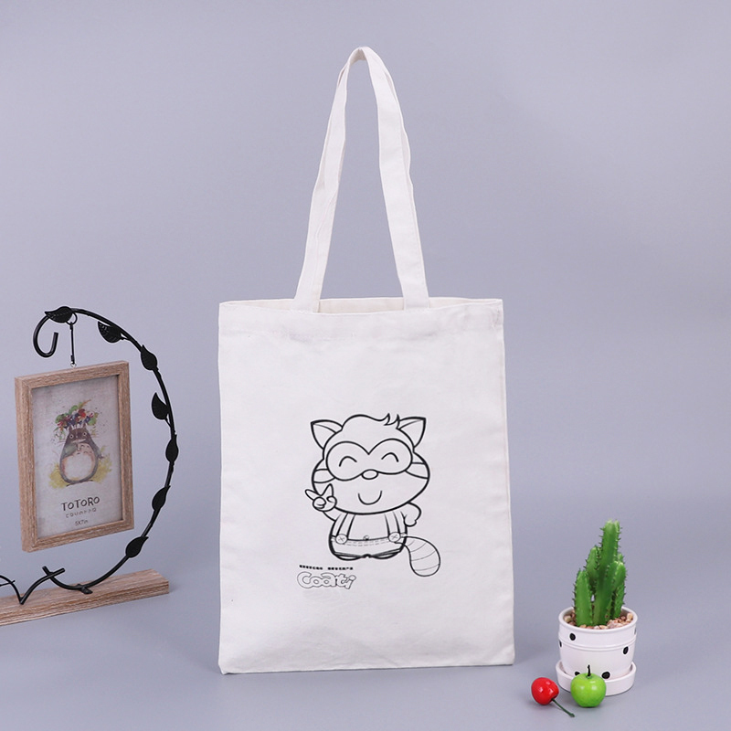Custom Printed Logo Cotton Shopping Bag Small Waxed Canvas Tote Bag