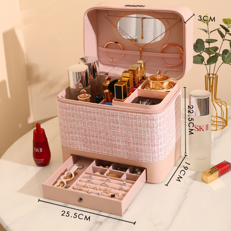 Large Capacity Custom Toiletry Make Up Bag Travel Cosmetic Bags & Cases With Mirror