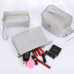 New Design Portable Saffiano Waterproof Travel Pu Leather Pouch MakeUp Cosmetic Bag