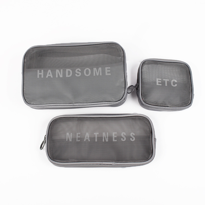 Wholesale Custom Logo Small Clear Portable Mesh Makeup Nylon Cosmetic Bag
