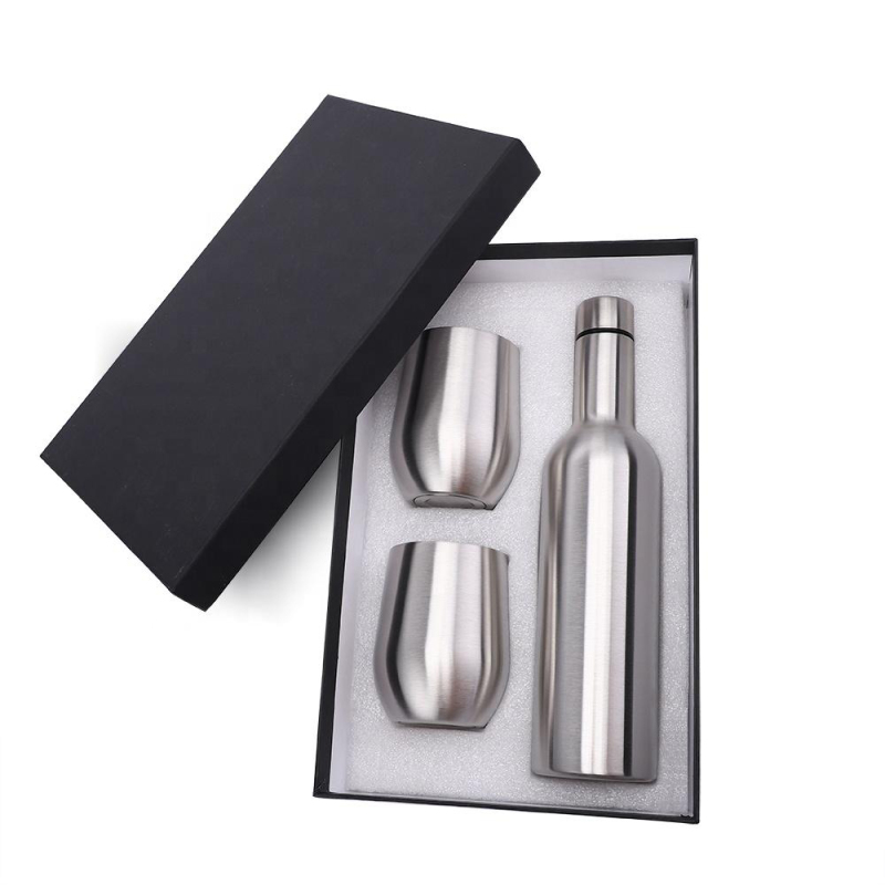 Hot Sell 800ml Wine Bottle And 12oz Wine Cups Stainless Steel Sublimation Wine Bottle Tumbler Set