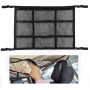 Adjustable Double Layer Foldable Car Ceiling Roof Mesh Storage Net Bag with Zipper Pocket and Elastic Ropes Support
