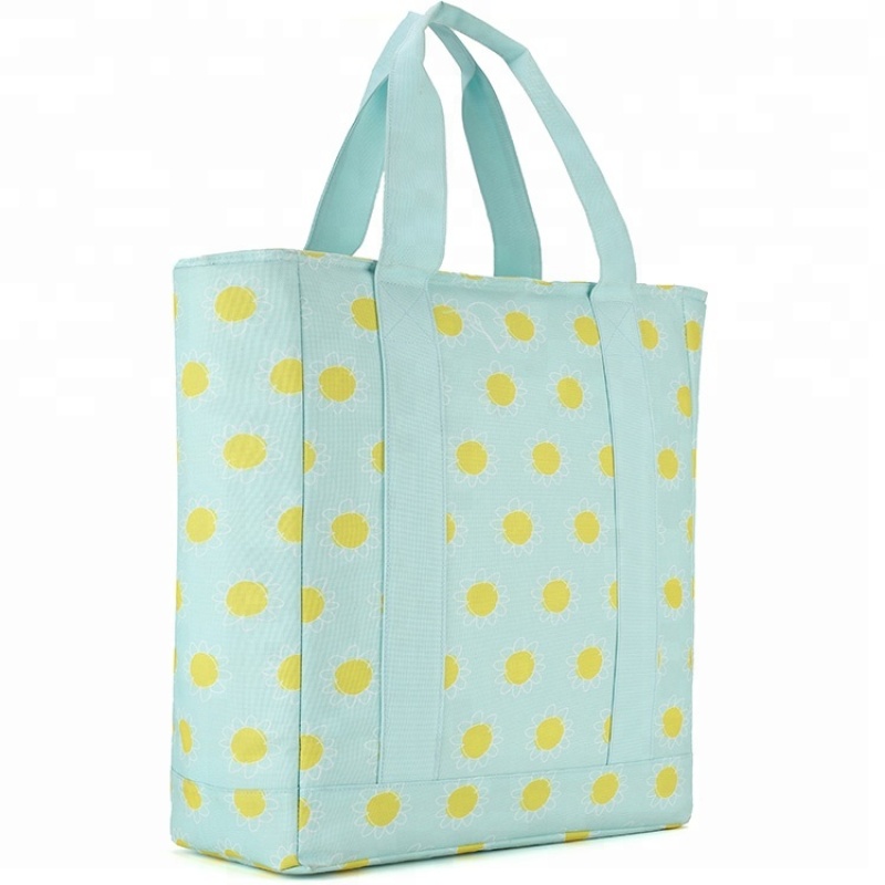 Large Insulated Waterproof Lunch Cooler Bag Women Reusable Grocery Tote Hand Carry Shopping Bag