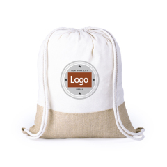 Custom Logo Print Promotional Reusable Cotton Burlap Dust Shoes Bag Drawstring Backpack