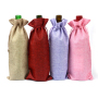 Wholesale Christmas Burlap Wine Jute Bag Wine Bottle with Drawstring