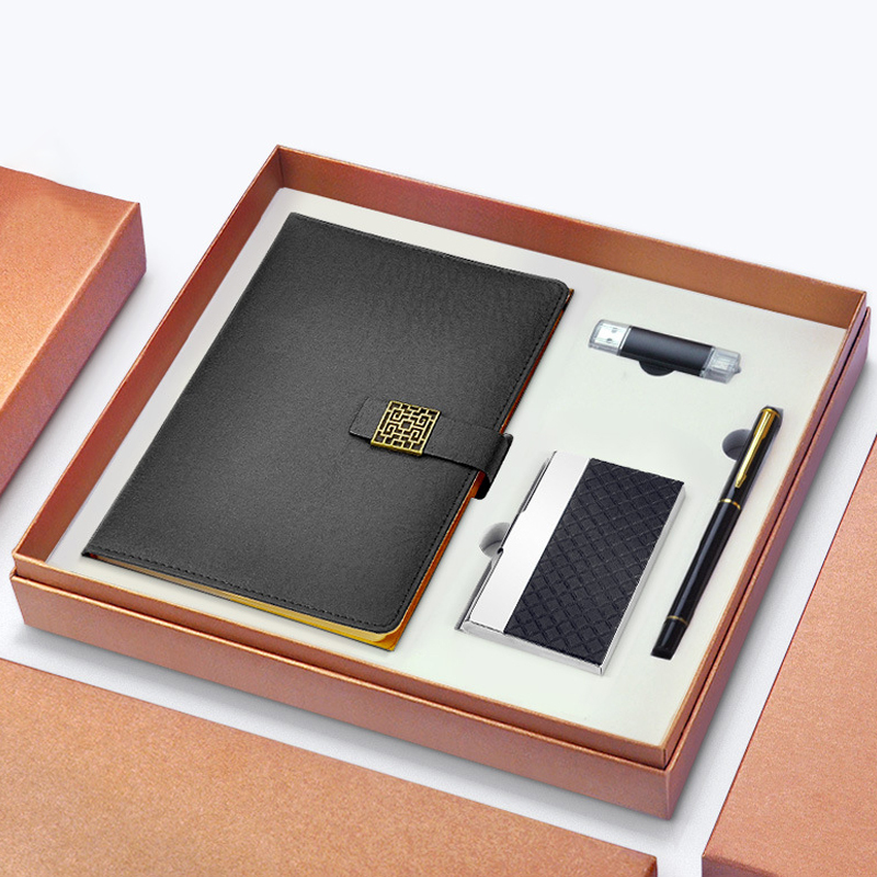 Custom Luxury Leather Company Men Fathers Day Corporate Notebook And Pen Gift set