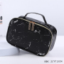 Custom Logo Marble Pattern Zipper Portable Waterproof Toiletry Organizer Travel Makeup Cosmetic Bag