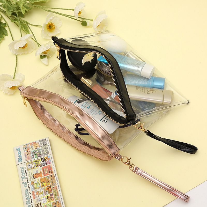 주문 로고 휴대용 명확한 지퍼 여행 투명한 Pvc 메이크업 부대 세면용품 화장용 부대