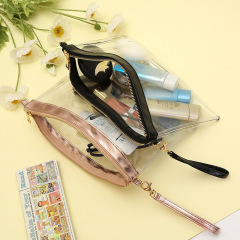 Custom Logo Portable Clear Zipper Travel Transparent Pvc Makeup Bag Toiletry Cosmetic Bag