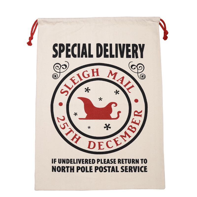 New Wholesale Customized Eco-friendly Canvas Cotton Christmas Blank Sublimation Santa Sack