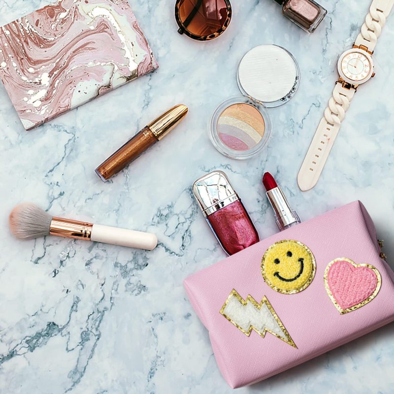 Customized Travel Waterproof Pu Leather Ladies Cute Pink Small Makeup Cosmetic Bag