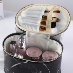 Custom Logo Marble Pattern Zipper Portable Waterproof Toiletry Organizer Travel Makeup Cosmetic Bag