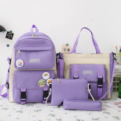 Hot Sale Customized Waterproof Travel 4 in 1 Primary Student Pretty Girls Backpack School Bag Set