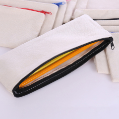 Wholesale Custom Sublimation Pencil Case Students Plain Cotton Canvas Pencil Bag With Zipper